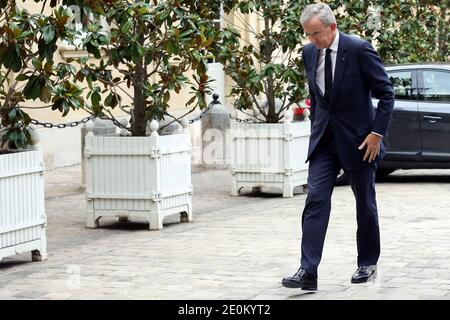 Luxury group LVMH CEO Bernard Arnault leaves the Hotel De Matignon after a  meeting with French Prime minister Jean-Marc Ayrault, in Paris, France on  september 05, 2012. Photo by Stephane Lemouton/ABACAPRESS.COM Stock