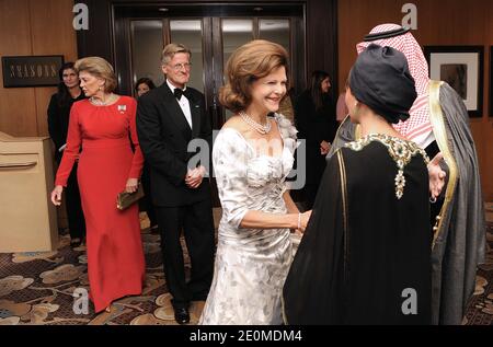 H.M. Queen Silvia of Sweden greets Princess Sara bint Talal bin Abdulaziz Al Saud and H.R.H. Prince Abdul-Aziz bin Talal bin Abdul-Aziz al Saud of Saudi Arabia at the Mentor Foundation USA International Gala at the Four Seasons Hotel September 20, 2012 in Washington, DC, USA. Photo by Olivier Douliery/ABACAPRESS.COM Stock Photo