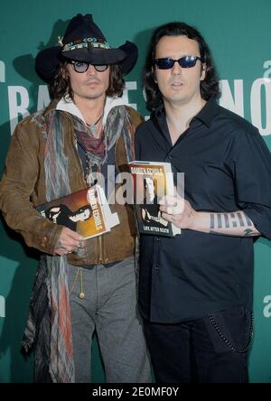 Johnny Depp and Damien Echols participate in a book discussion for Echols' book 'Life after Death' at Barnes & Noble Union Square in New York City, NY, USA on September, 21 2012. Photo by Brad Barket/ABACAPRESS.COM Stock Photo