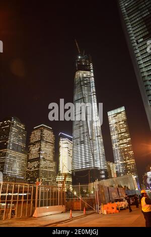 Ground Zero is pictured in New York, NY US on September 25, 2012 site of the Twin Towers that were destroyed on September 11, 2001. French President Francois Hollande and his companion Valerie Trierweiler visited the locationSeptember 25, 201. Photo by Eric Feferberg/Pool/ABACAPRESS.COM Stock Photo