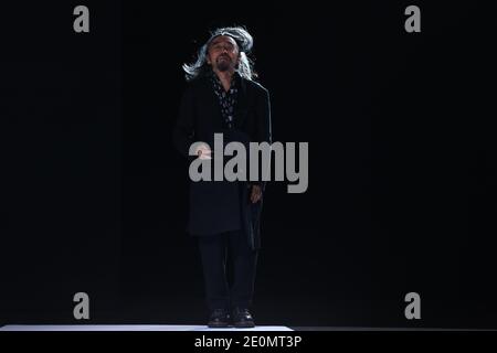 Japanese fashion designer Yohji Yamamoto makes an appearence for his Spring-Summer 2013 Ready-To-Wear collection show held at Palais Omnisports de Bercy in Paris, France, on September 28, 2012. Photo by Alain Gil-Gonzalez/ABACAPRESS.COM Stock Photo