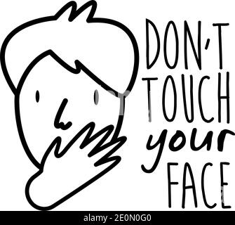 man with hands on face  don't touch your face Stock Photo