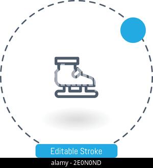 ice skates vector icon editable stroke outline icons for web and mobile Stock Vector