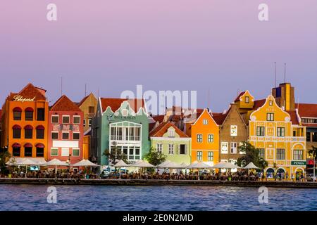 Colourful buildings, architecture in capital city Willemstad, Curacao. Stock Photo