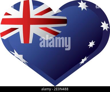 australia day, australian flag in heart celebration icon vector illustration Stock Vector