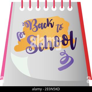 back to school handwritten text in notepad with spiral icon vector illustration Stock Vector