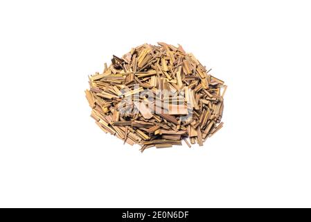 Organic dried lemongrass, latin name cymbopogon citratus heap on white background Stock Photo