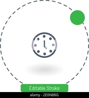 circular clock vector icon editable stroke outline icons for web and mobile Stock Vector