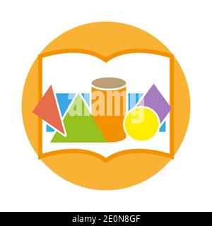 Geometric figures on yellow Background Include of Cube, Cylinder, Sphere and Cone. Vector illustration eps 10 Stock Vector