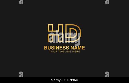 HD H D initial based letter typography logo design vector Stock Vector