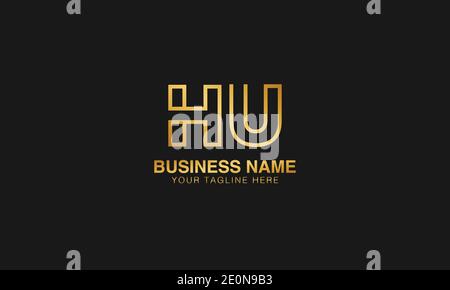 HU H U initial based letter typography logo design vector Stock Vector