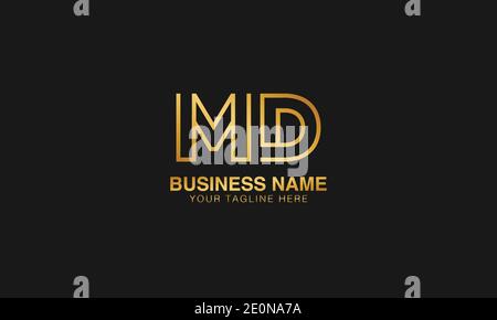 MD M D initial based letter typography logo design vector Stock Vector