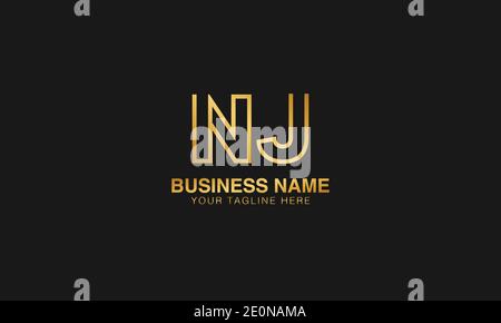 NJ N J initial based letter typography logo design vector Stock Vector
