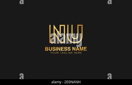 NU N  U initial based letter typography logo design vector Stock Vector