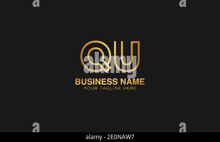 QU Q U initial based letter typography logo design vector Stock Vector