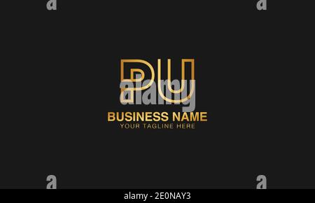 PU P U initial based letter typography logo design vector Stock Vector