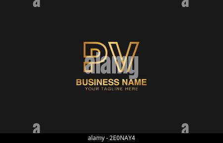 PV P V initial based letter typography logo design vector Stock Vector