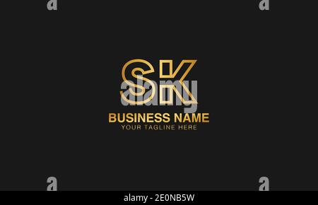 SK S K initial based letter typography logo design vector Stock Vector