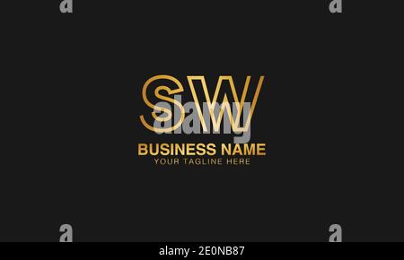 SW S W initial based letter typography logo design vector Stock Vector
