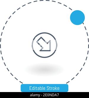 diagonal arrow vector icon editable stroke outline icons for web and mobile Stock Vector