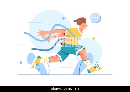 The guy finishes in the running competition Stock Vector