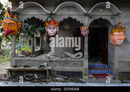 India, Assam, Majuli Island, Satra (monastery) Temple Statue Of Garuda ...