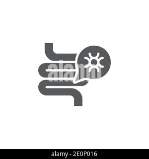 Gut bacteria icon, color, line, outline vector sign, linear style pictogram isolated on white. Symbol, logo illustration Stock Vector