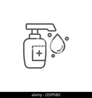 Hand sanitizer icon, color, line, outline vector sign, linear style pictogram isolated on white. Symbol, logo illustration Stock Vector