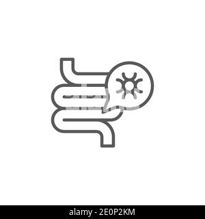 Gut bacteria icon, color, line, outline vector sign, linear style pictogram isolated on white. Symbol, logo illustration Stock Vector