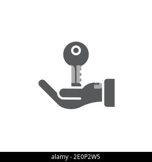 Hand holds home keys icon, color, line, outline vector sign, linear style pictogram isolated on white. Symbol, logo illustration Stock Vector