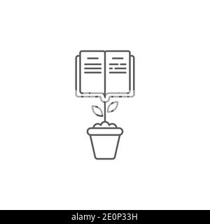 Grow book icon, color, line, outline vector sign, linear style pictogram isolated on white. Symbol, logo illustration Stock Vector