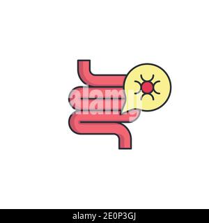 Gut bacteria icon, color, line, outline vector sign, linear style pictogram isolated on white. Symbol, logo illustration Stock Vector