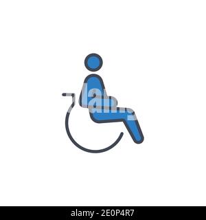 Handicapped patient icon, color, line, outline vector sign, linear style pictogram isolated on white. Symbol, logo illustration Stock Vector