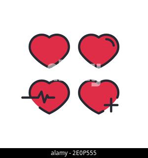 Heart icon, color, line, outline vector sign, linear style pictogram isolated on white. Symbol, logo illustration Stock Vector