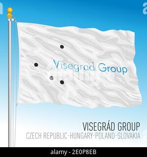 Visegrad Group flag and symbols, Poland, Czech Republic, Slovakia, Hungary, vector illustration Stock Vector