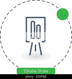 bar graph presentation with a stand vector icon editable stroke outline icons for web and mobile Stock Vector