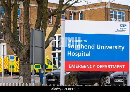 Southend on Sea, Essex, UK. 2nd Jan, 2021. The East Anglian Air Ambulance landed in the grounds of the Southend High School for Boys school to carry out a patient transfer to nearby Southend University Hospital, having arrived from Cambridge. A major incident has been declared for Essex with the county’s health services struggling due to the COVID 19 pandemic with Southend being one of the hospitals at high capacity Stock Photo