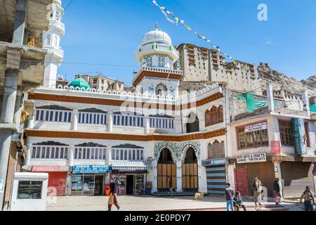 Jama Masjid  mosque Main bazaar street in downtown of Leh City, Ladakh, Jammu and  Kashmir Stock Photo