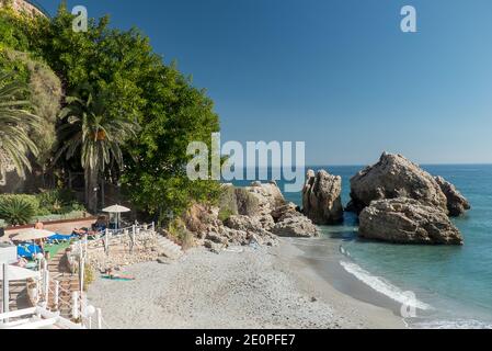 Andalucia in Spain: Nerja's Playa el Salón Stock Photo