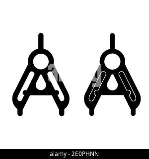 compass measuring tool vector, Ancient dividers icon. Stock Vector