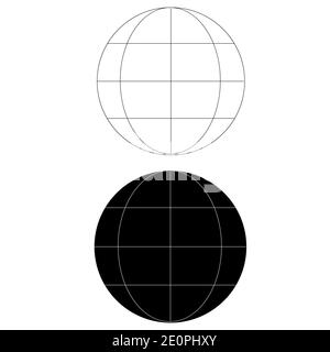 Black and white line earth globe icon isolated Stock Vector