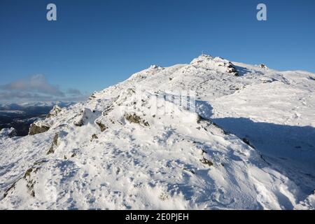 Ben Ledi, near Callander seen with the winter snow during January 2021 Stock Photo
