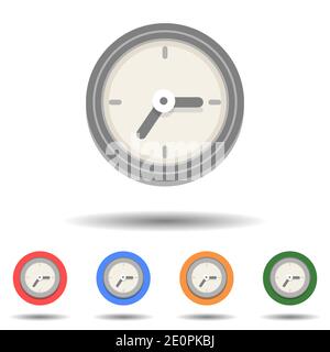 Flat clock icon vector logo isolated on background Stock Vector