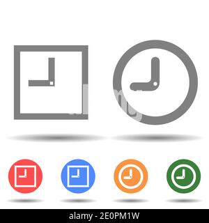 Rectangle and round clock icon vector logo isolated on background Stock Vector