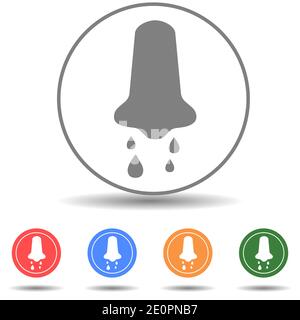 Runny human nose with symptoms of illness sign vector with isolated background Stock Vector