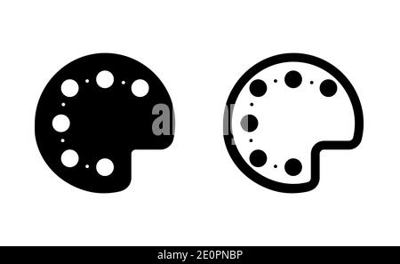 Paint palette linear icon vector, black and white version Stock Vector