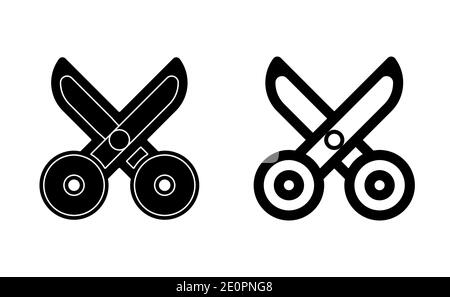 Scissor linear icon vector, black and white version Stock Vector