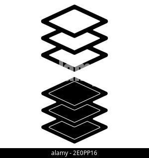 Platform layer icon vector logo, black and white version Stock Vector