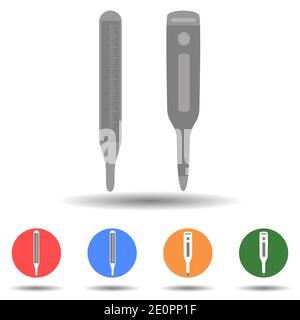 Plastic thermometer and digital thermometer icon vector logo isolated on background Stock Vector