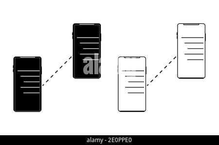 Smartphone connection linear icon vector, black and white version Stock Vector